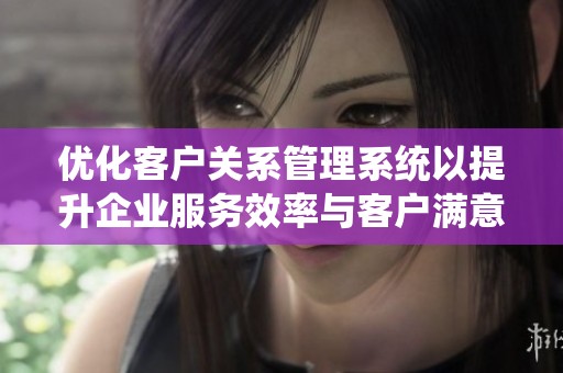 优化客户关系管理系统以提升企业服务效率与客户满意度