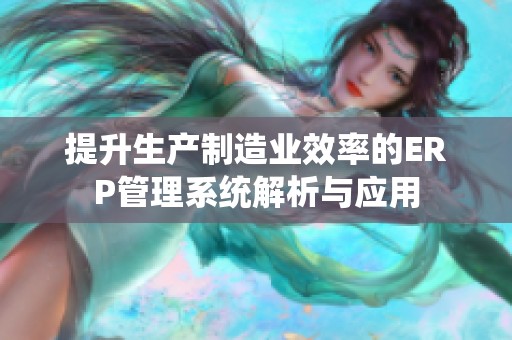 提升生产制造业效率的ERP管理系统解析与应用